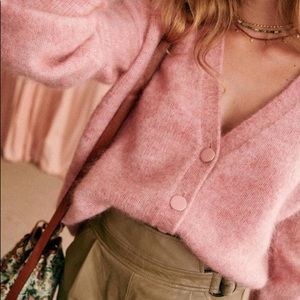 SEZANE MIA JUMPER - brand new, monhair, blush pink with balloon sleeve